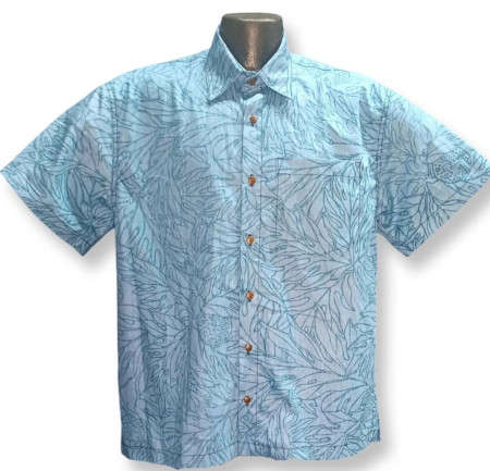 Blue reverse print Hawaiian Shirt - Made in USA- 100% Cotton